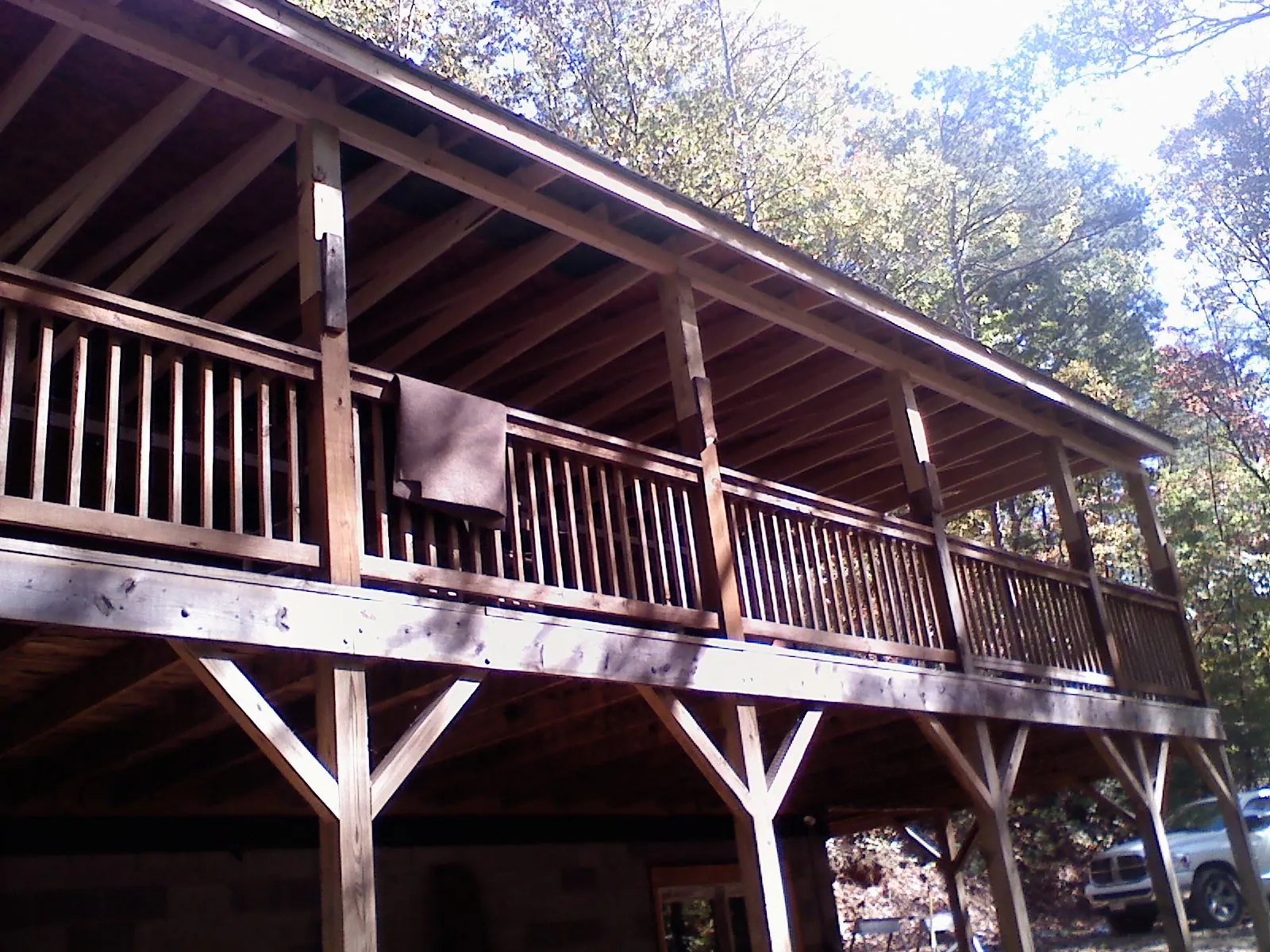 Timber framing under a new elevated porch and deck — Roof Leak Repair in Morton Grove by Roofing Brothers
